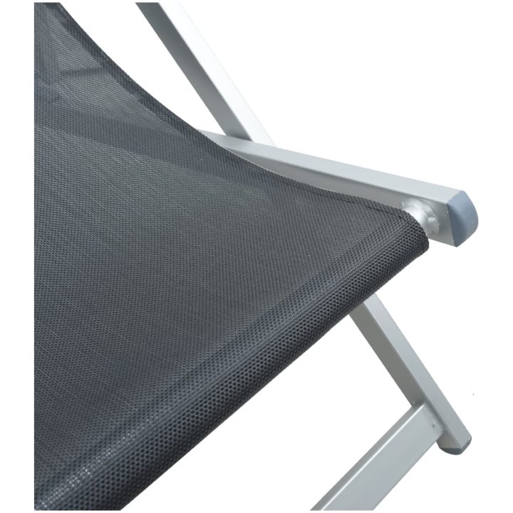 Strandstolar hopfällbara 2 st grå aluminium och textilen vidaXL – bild 9