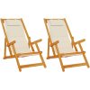 Strandstolar hopfällbara 2 st gräddvit akaciaträ & textilen vidaXL 61.5 x 110 x 97 cm, 61.5 x 116 x 90 cm, 61.5 x 123 x – miniatyr 2