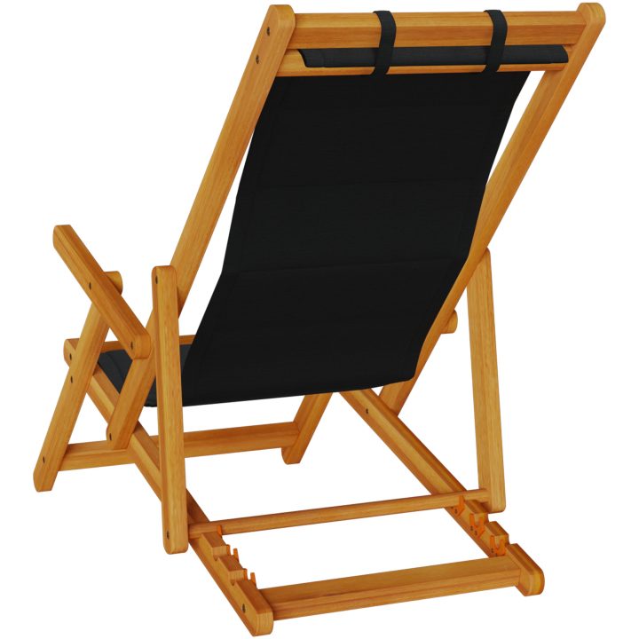 Strandstolar hopfällbara 2 st svart akaciaträ & textilen vidaXL 61.5 x 110 x 97 cm, 61.5 x 116 x 90 cm, 61.5 x 123 x – bild 5