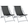 Strandstolar hopfällbara 2 st svart aluminium och textilen vidaXL – miniatyr 2
