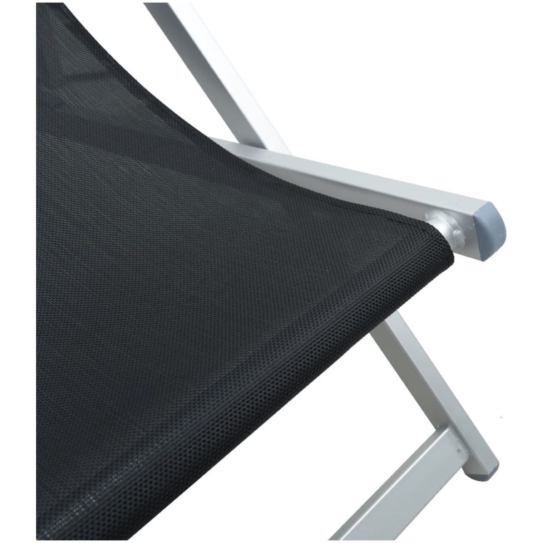 Strandstolar hopfällbara 2 st svart aluminium och textilen vidaXL – bild 9