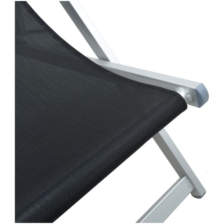 Strandstolar hopfällbara 2 st svart aluminium och textilen vidaXL – bild 9