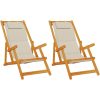 Strandstolar hopfällbara 2 st taupe akaciaträ & textilen vidaXL 61.5 x 110 x 97 cm, 61.5 x 116 x 90 cm, 61.5 x 123 x – miniatyr 2