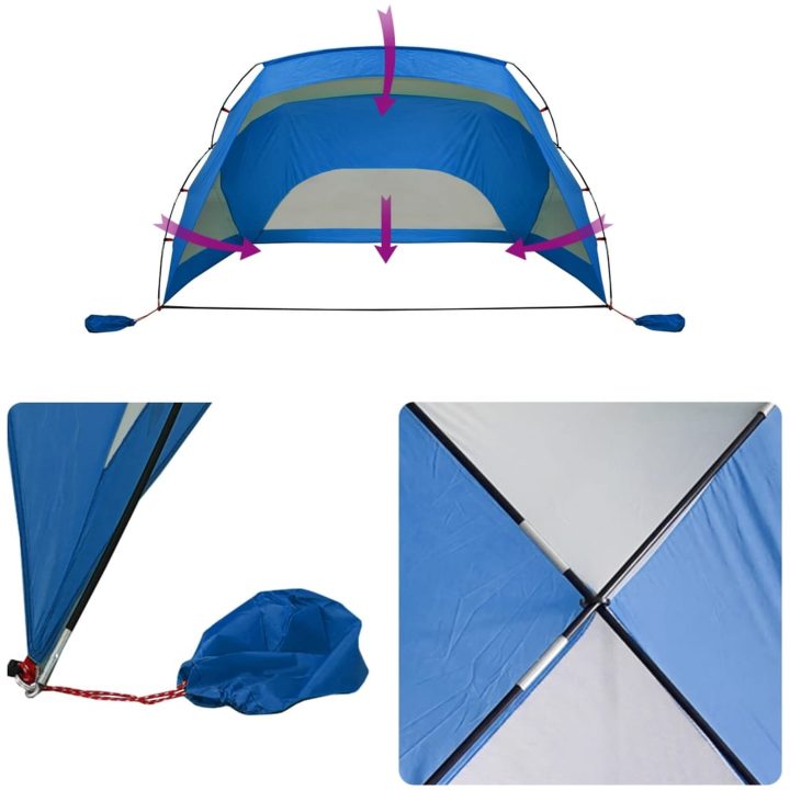 Strandtält azurblå 274x178x170/148 cm 185T polyester vidaXL – bild 11