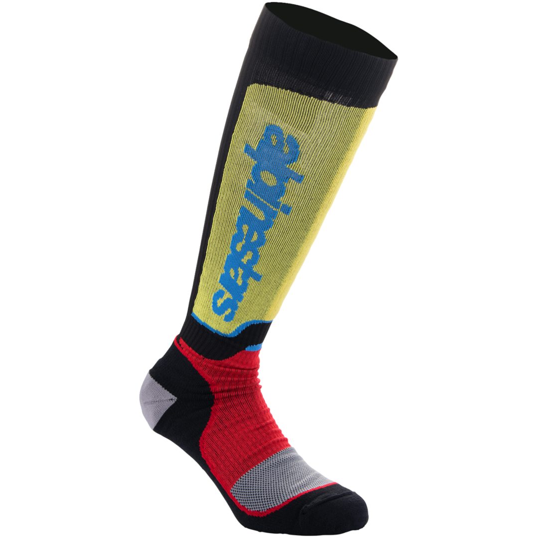 Strumpor MX Plus Svart Blå Röd Gul ALPINESTARS(MX) Small