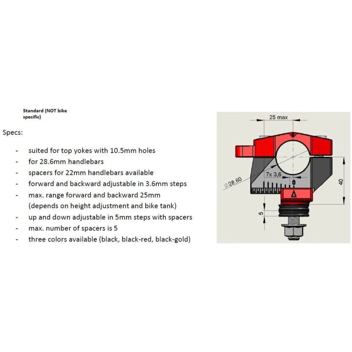 Styrfästen 2d.gt Svart GILLES TOOLING Styrhöjare – bild 2