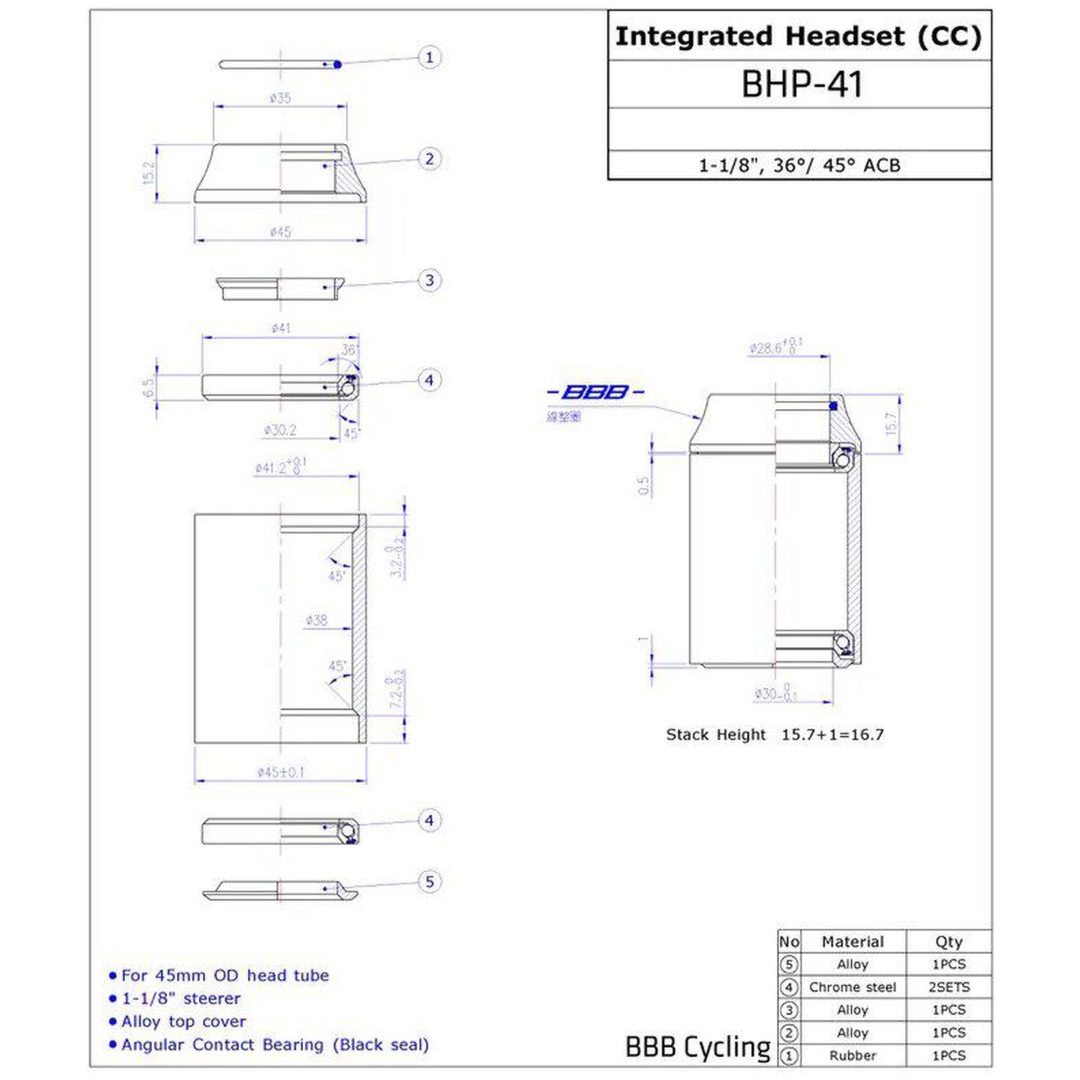 Styrlager Integrated BHP-41 15 mm BBB – bild 2