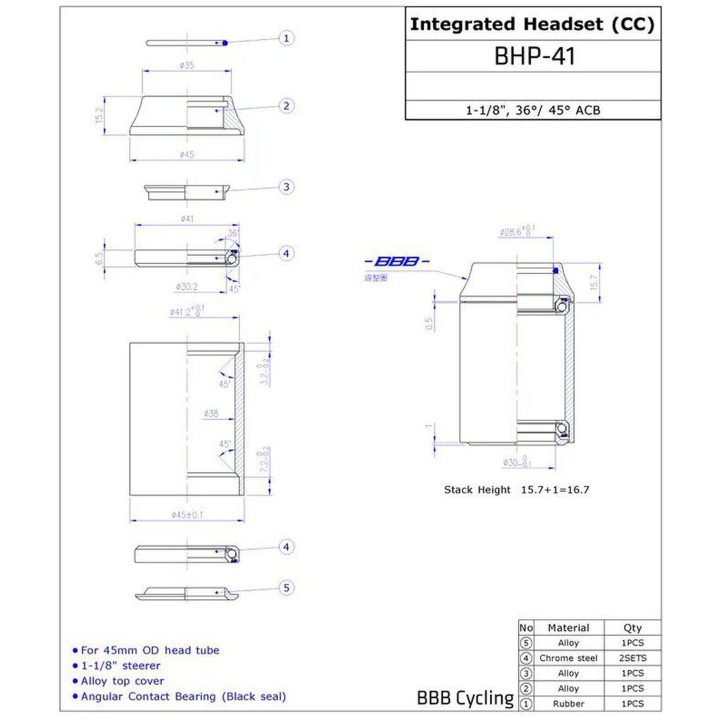 Styrlager Integrated BHP-41 15 mm BBB – bild 2