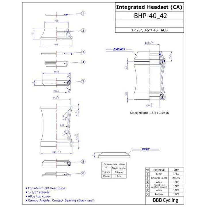 Styrlager Integrated BHP-42 15 mm Aluminium BBB – bild 2