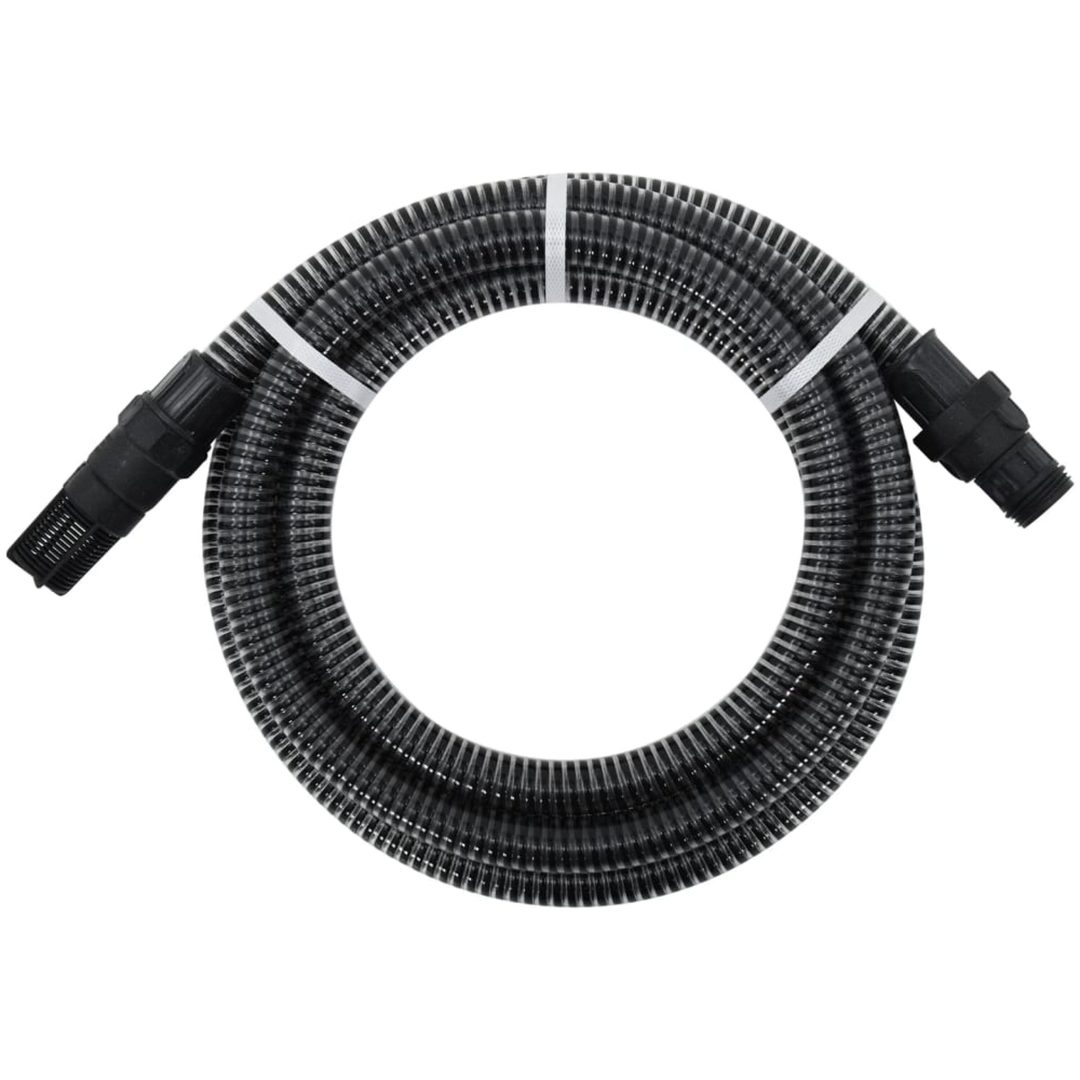 Sugslang med kopplingar mässing svart 1" PVC vidaXL 7 m