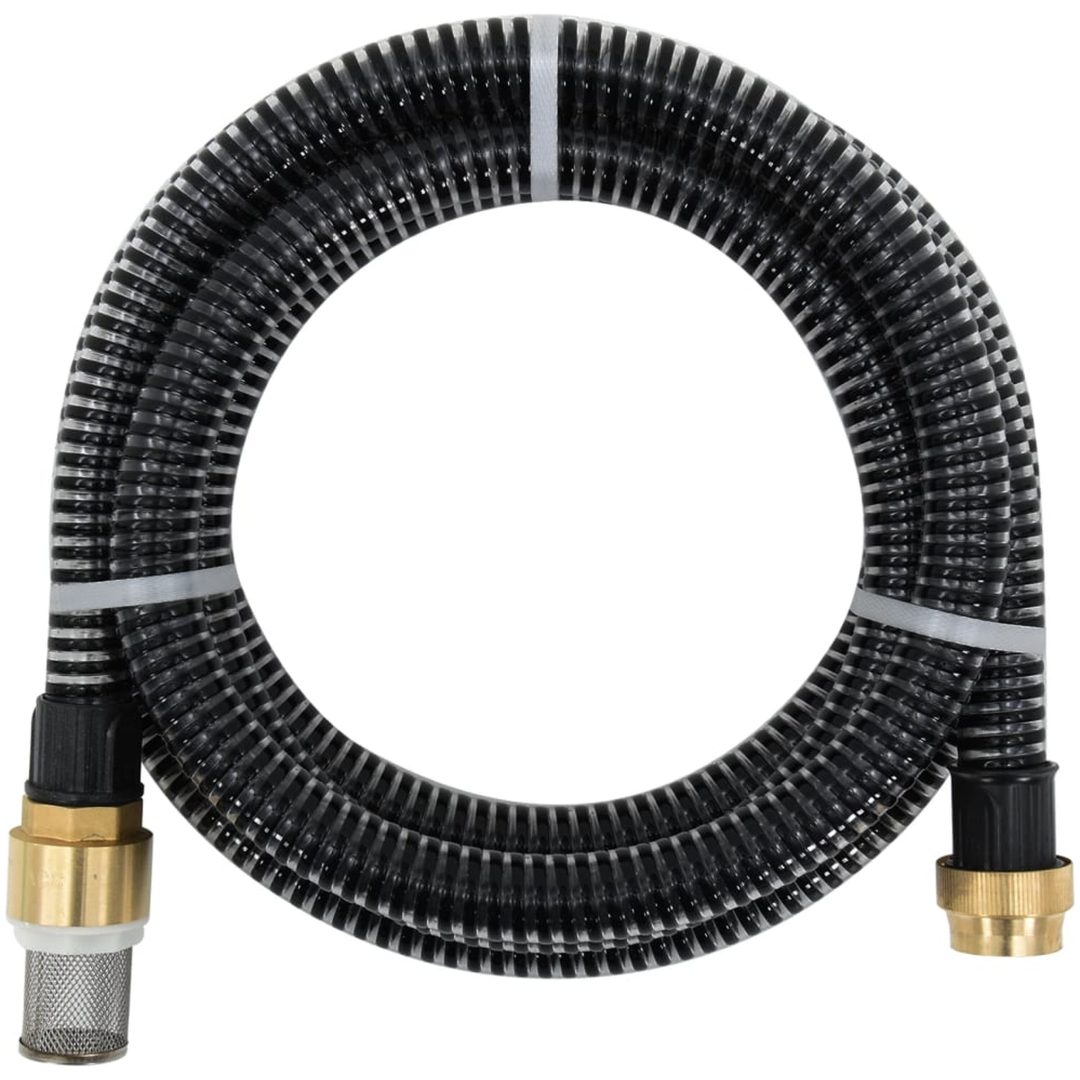 Sugslang med kopplingar mässing svart 1,1" PVC vidaXL 3 m