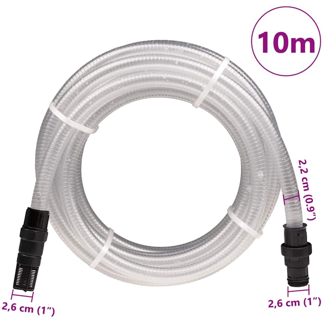 Sugslang med PVC-kopplingar transparent 1" PVC vidaXL 10 m – bild 9