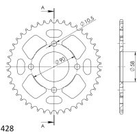 Supersprox Alu Bakdrev HO CBR125 11- Röd 44