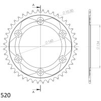 Supersprox Stål Bakdrev HO CBR600/1000 (520) Svart 44