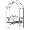 Svart Utomhusbänk Svart Metall Stor Dekorativa detaljer vidaXL 121 x 48 x 200 cm – miniatyr 2