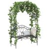 Svart Utomhusbänk Svart Metall Stor Dekorativa detaljer vidaXL 121 x 48 x 200 cm – miniatyr 3