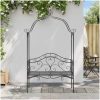 Svart Utomhusbänk Svart Metall Stor Dekorativa detaljer vidaXL 121 x 48 x 200 cm – miniatyr 5