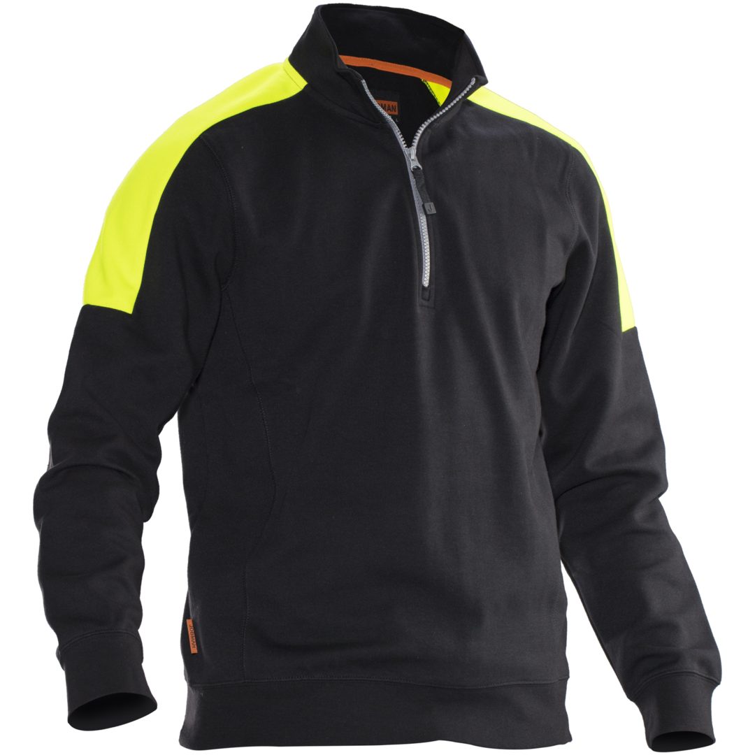 Sweatshirt 1/2-zip 5401 Practical Svart/Gul Jobman XXXXL