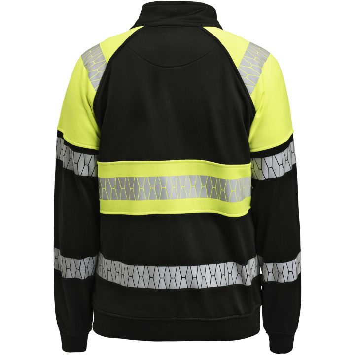 Sweatshirt 5225 Hel-Zip Varsel Svart Gul Jobman – bild 3