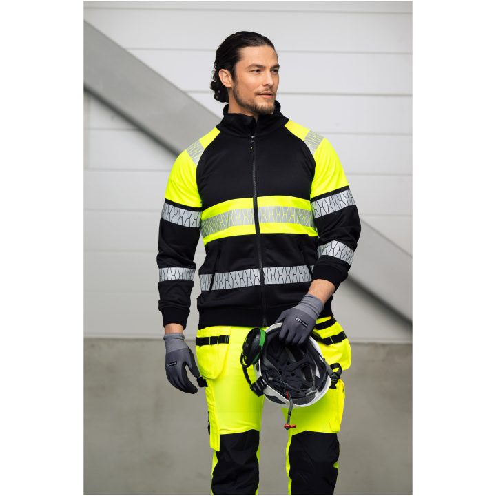 Sweatshirt 5225 Hel-Zip Varsel Svart Gul Jobman – bild 9