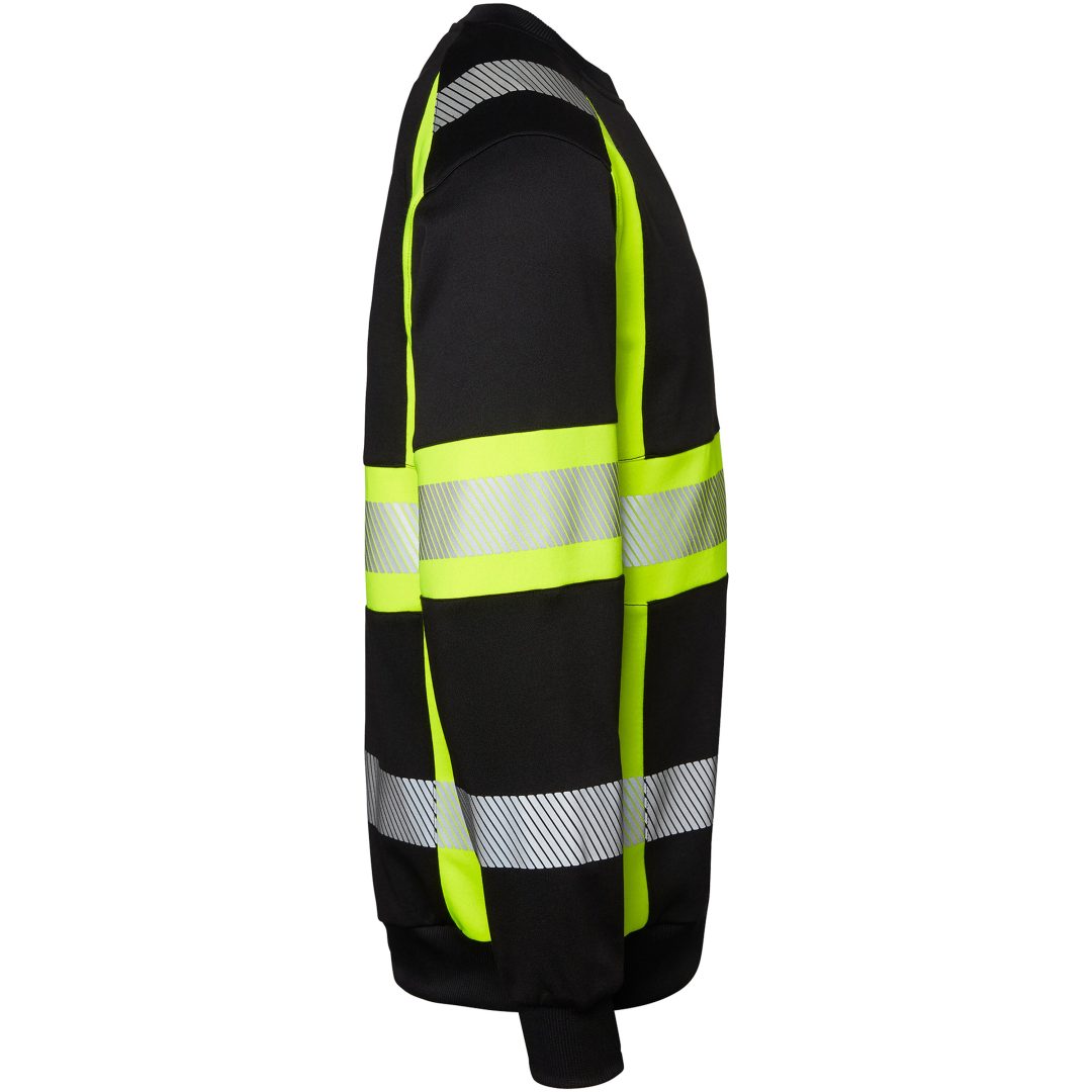 Sweatshirt 602 Rundhals Svart/Fluor Gul Top Swede XS – bild 2