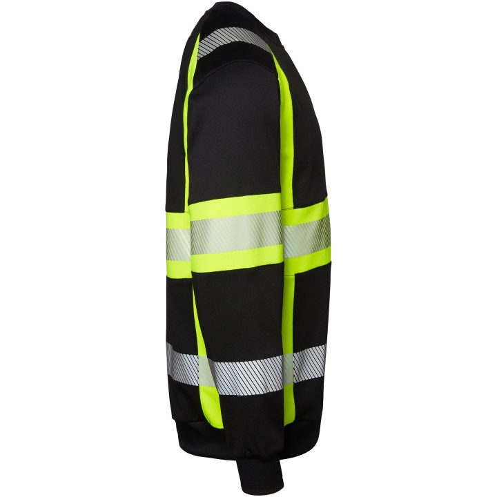 Sweatshirt 602 Rundhals Svart/Fluor Gul Top Swede XS – bild 2