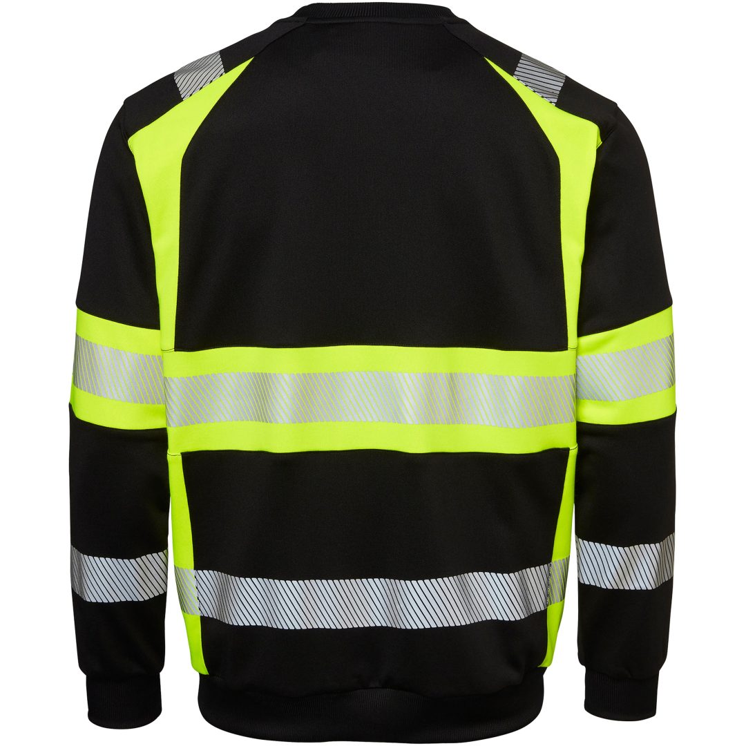 Sweatshirt 602 Rundhals Svart/Fluor Gul Top Swede XS – bild 3