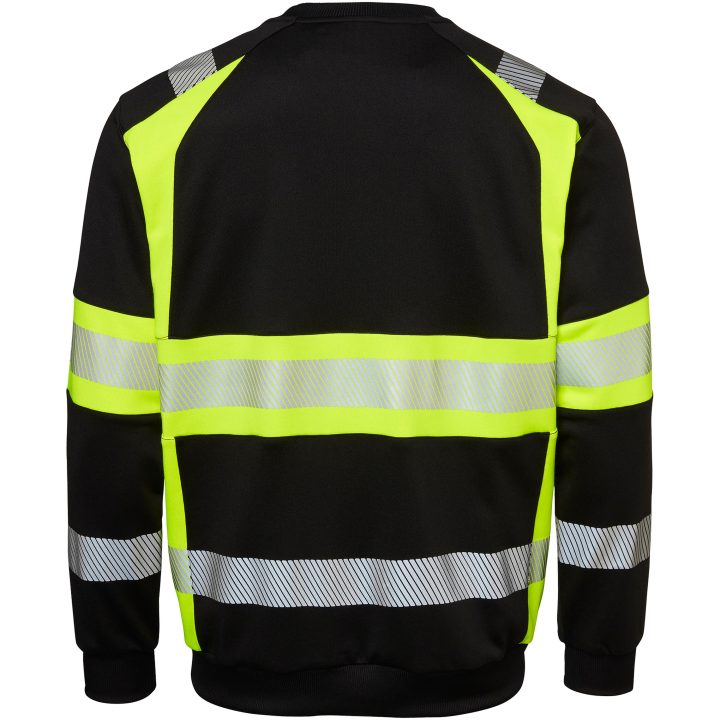 Sweatshirt 602 Rundhals Svart/Fluor Gul Top Swede XS – bild 3
