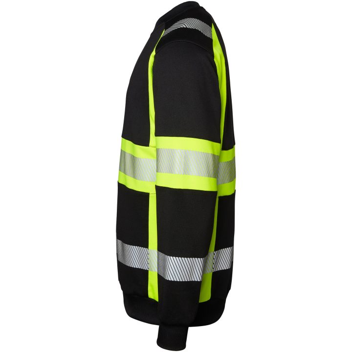 Sweatshirt 602 Rundhals Svart/Fluor Gul Top Swede XS – bild 4
