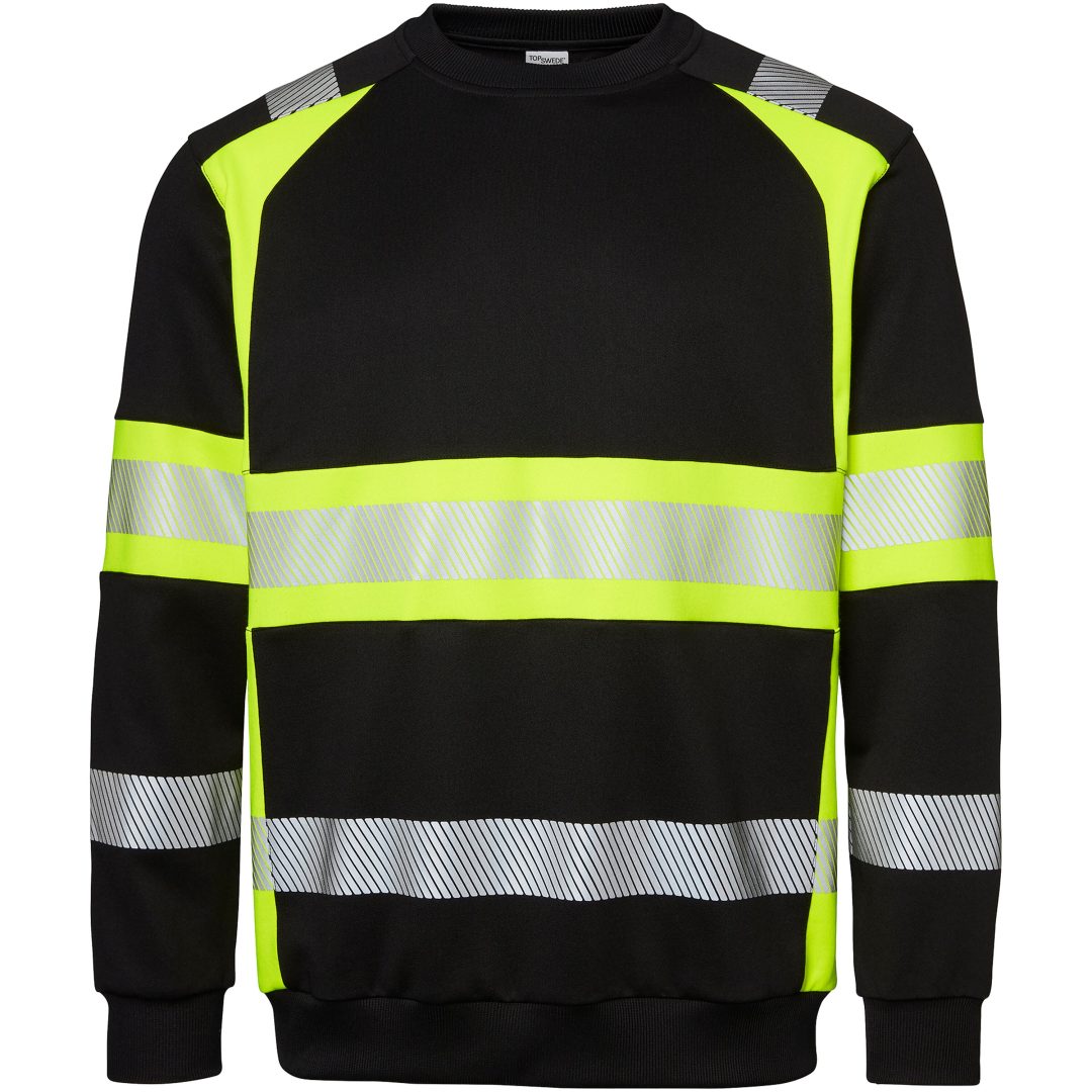 Sweatshirt 602 Rundhals Svart/Fluor Gul Top Swede XS