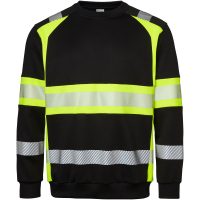 Sweatshirt 602 Rundhals Svart/Fluor Gul Top Swede