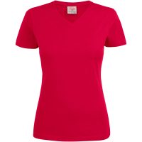 T-shirt Dam Heavy V-neck Röd Printer Essentials