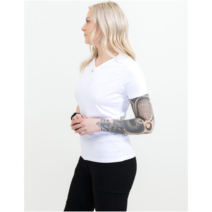 T-shirt Dam Heavy V-neck Vit Printer Essentials XS – bild 2