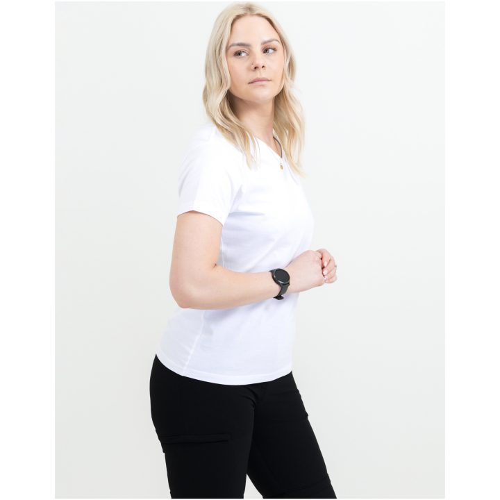 T-shirt Dam Heavy V-neck Vit Printer Essentials XS – bild 4