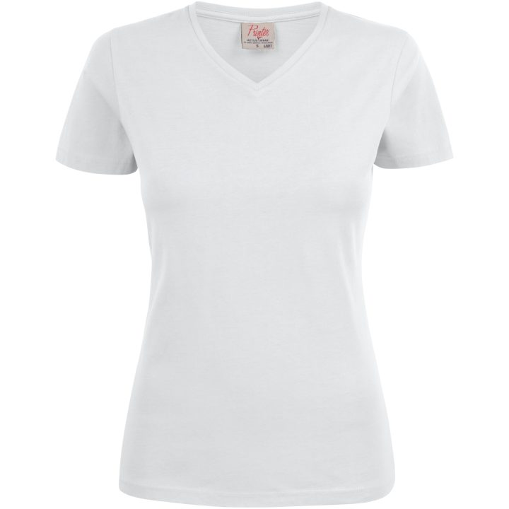 T-shirt Dam Heavy V-neck Vit Printer Essentials XS – bild 5