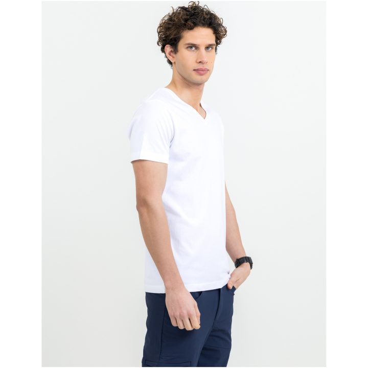 T-shirt Heavy V-neck Vit Printer Essentials s – bild 3