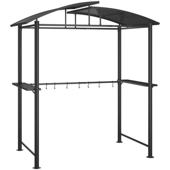 Tak för grill med sidohyllor antracit 210x114x230 cm stål vidaXL – bild 2