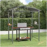 Tak för grill med sidohyllor antracit 210x114x230 cm stål vidaXL