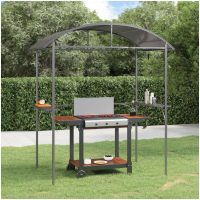Tak för grill med sidohyllor antracit 220x115x230 cm stål vidaXL
