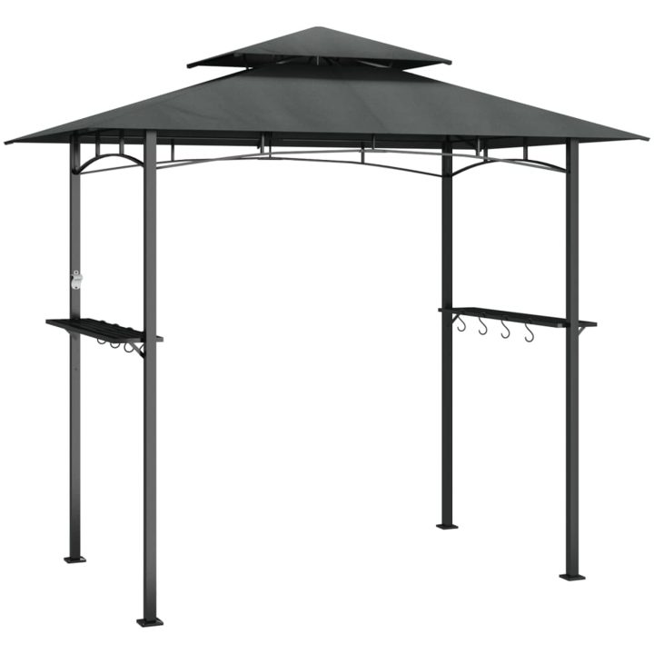 Tak för grill med sidohyllor antracit 240x150x243 cm stål vidaXL – bild 2