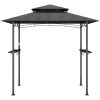 Tak för grill med sidohyllor antracit 240x150x243 cm stål vidaXL – miniatyr 3
