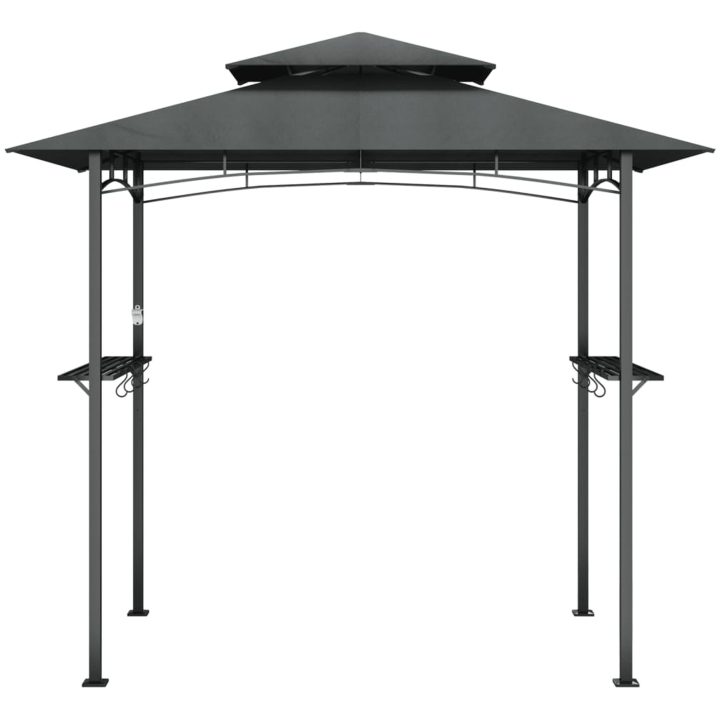 Tak för grill med sidohyllor antracit 240x150x243 cm stål vidaXL – bild 3