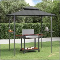 Tak för grill med sidohyllor antracit 240x150x243 cm stål vidaXL