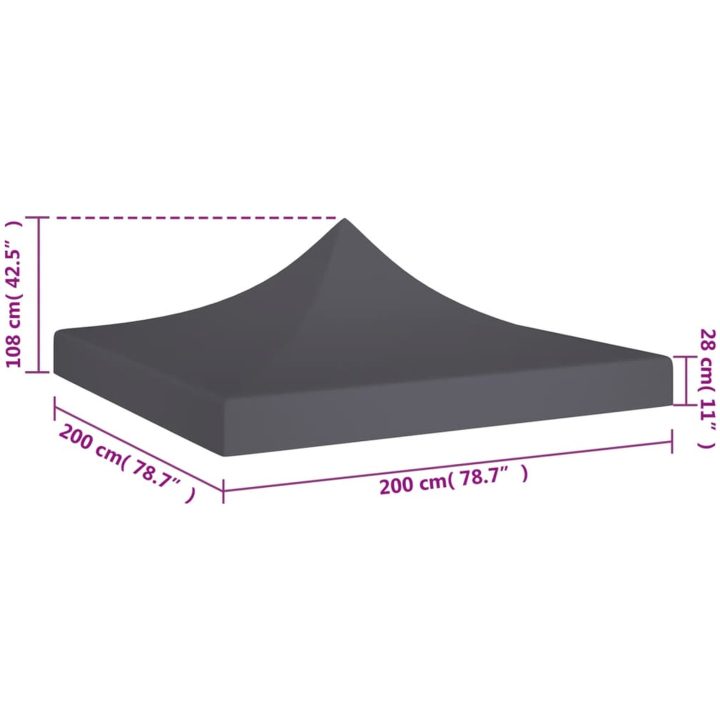 Tak till partytält antracit 270 g/m² vidaXL 2 x 2 m – bild 5