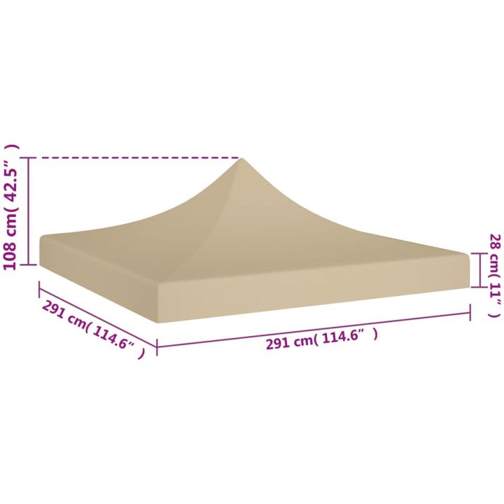 Tak till partytält beige 270 g/m² vidaXL 3 x 3 m – bild 5