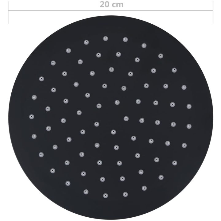 Takduschhuvud i rostfritt stål 20 cm rund svart vidaXL ? 20 cm – bild 7