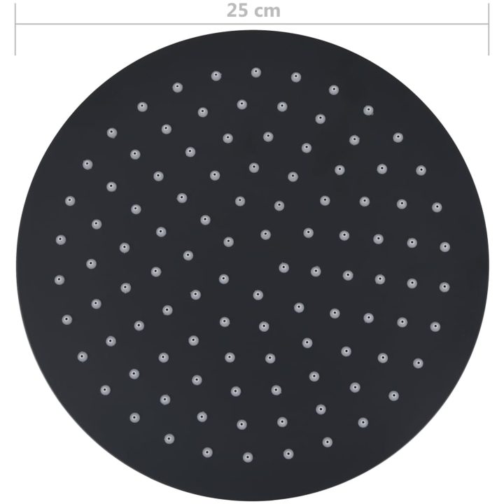 Takduschhuvud i rostfritt stål 25 cm rund svart vidaXL Φ 25 cm – bild 7