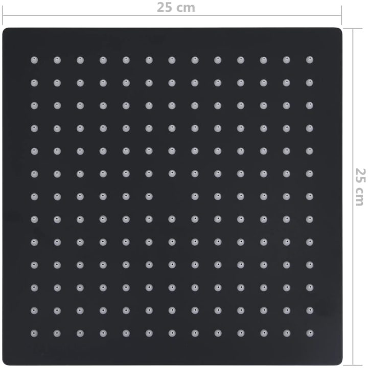 Takduschhuvud rostfritt stål fyrkantigt svart vidaXL 25 x 25 cm – bild 7
