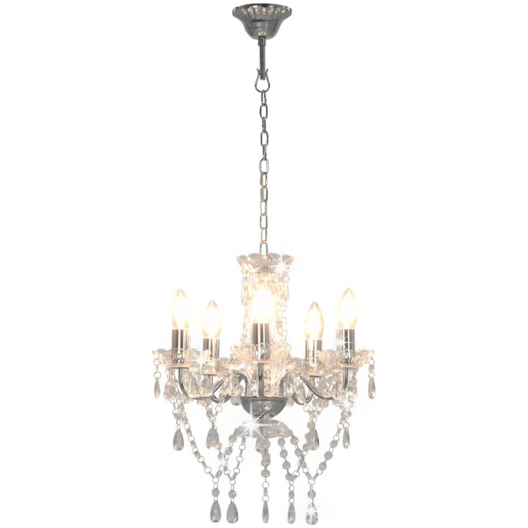 Takkrona med kristallpärlor silver rund 5 x E14 vidaXL – bild 2