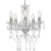 Takkrona med kristallpärlor silver rund 5 x E14 vidaXL – miniatyr 1